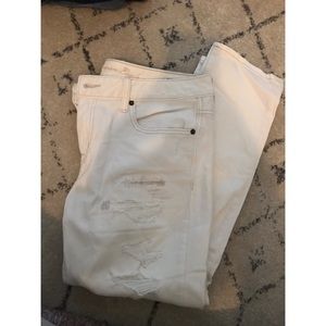 White Distressed Denim Ankle Jeans